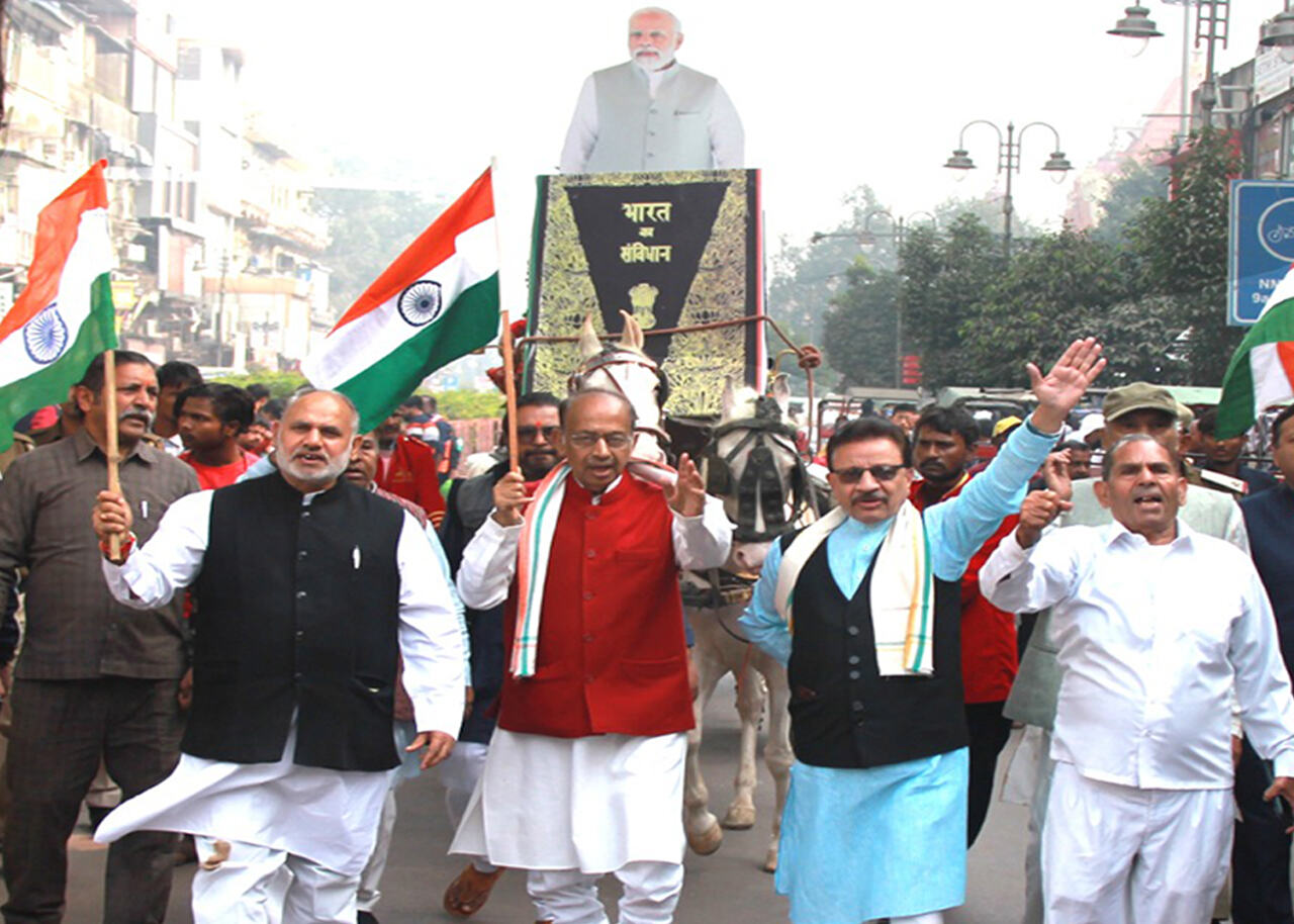 Vijay Goel Leads Samvidhan Samman Yatra from Red Fort to Fatehpuri Masjid